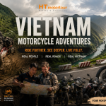 two men looking at a map in front of motorcycles vietnam tours
