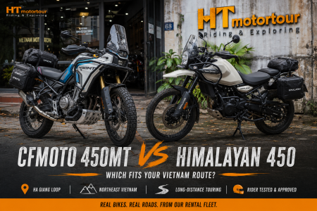 CFMOTO 450MT vs Royal Enfield Himalayan 450 Vietnam rental comparison