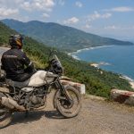 Motorcycle rider on Hai Van Pass Central Vietnam